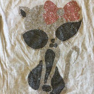 Swendy Unica Cat Rhinestone Gray short sleeve Shirt - Women - XS